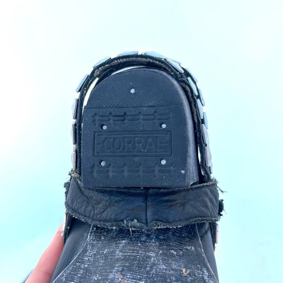 Corral Western Studded Cowgirl Booties Short Boots Black Silver 6.5 Point Toe - Picture 11 of 11